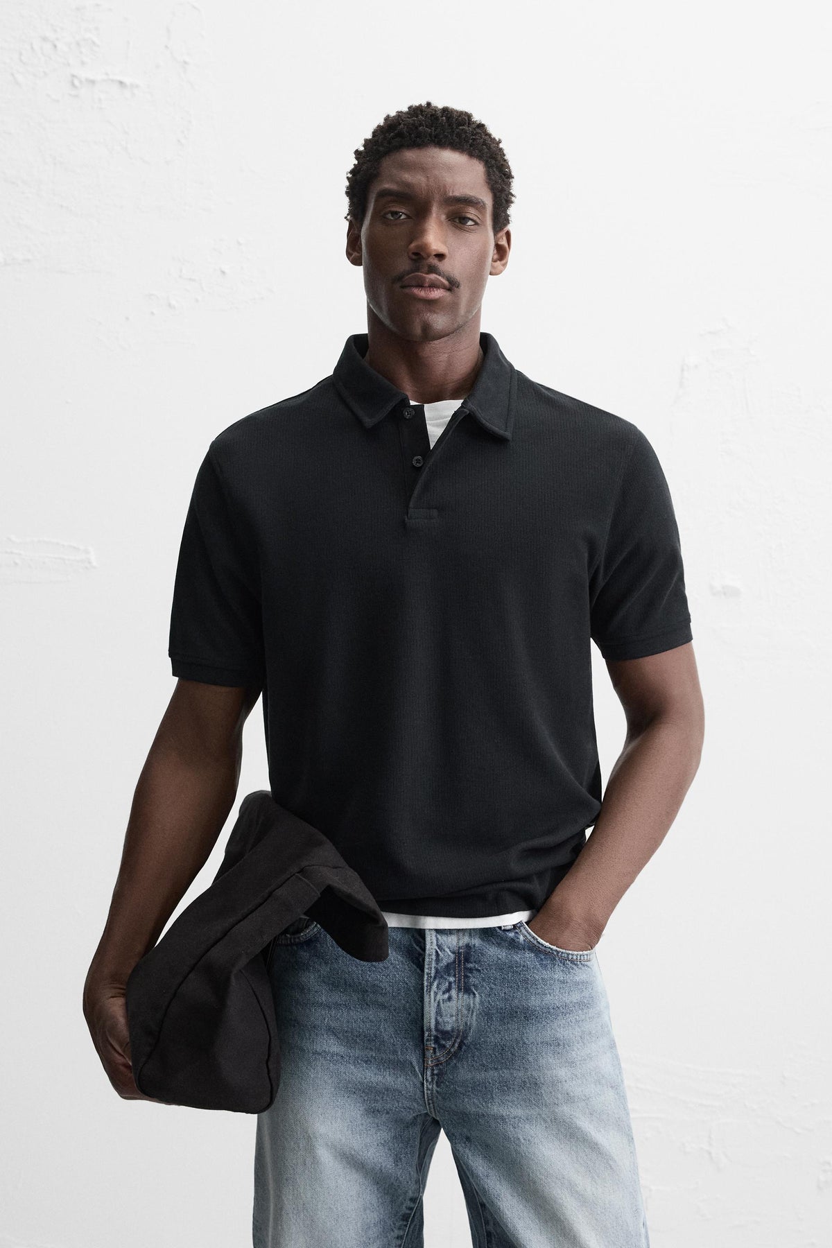 BASIC TEXTURED POLO SHIRT - Image 2
