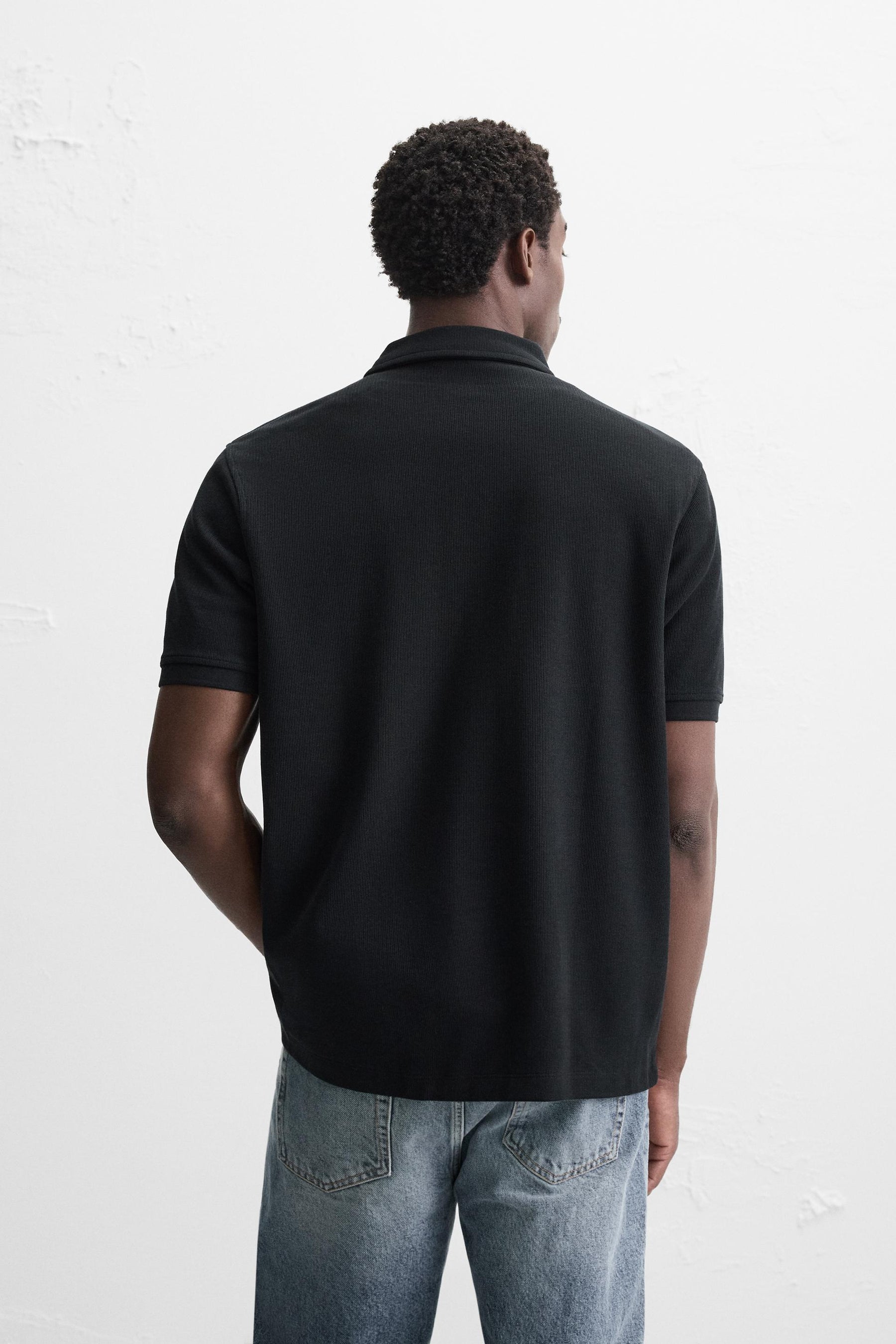 BASIC TEXTURED POLO SHIRT - Image 3