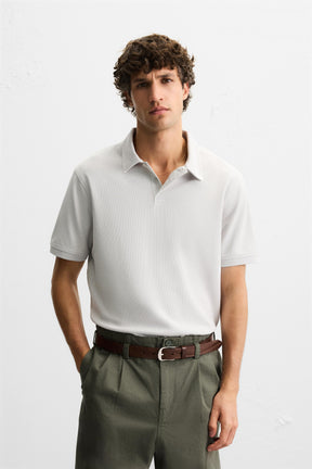 BASIC TEXTURED POLO SHIRT - Image 2