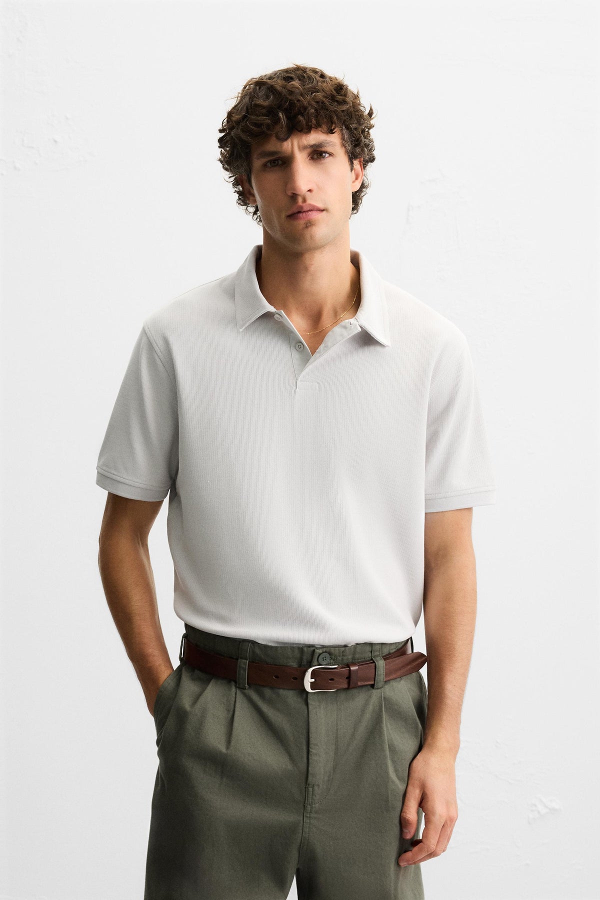 BASIC TEXTURED POLO SHIRT - Image 2