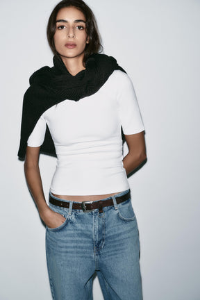 Gathered Interlock T-Shirt