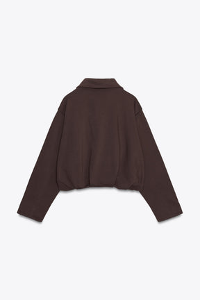 PLEATED FLEECE BOMBER JACKET - Image 5