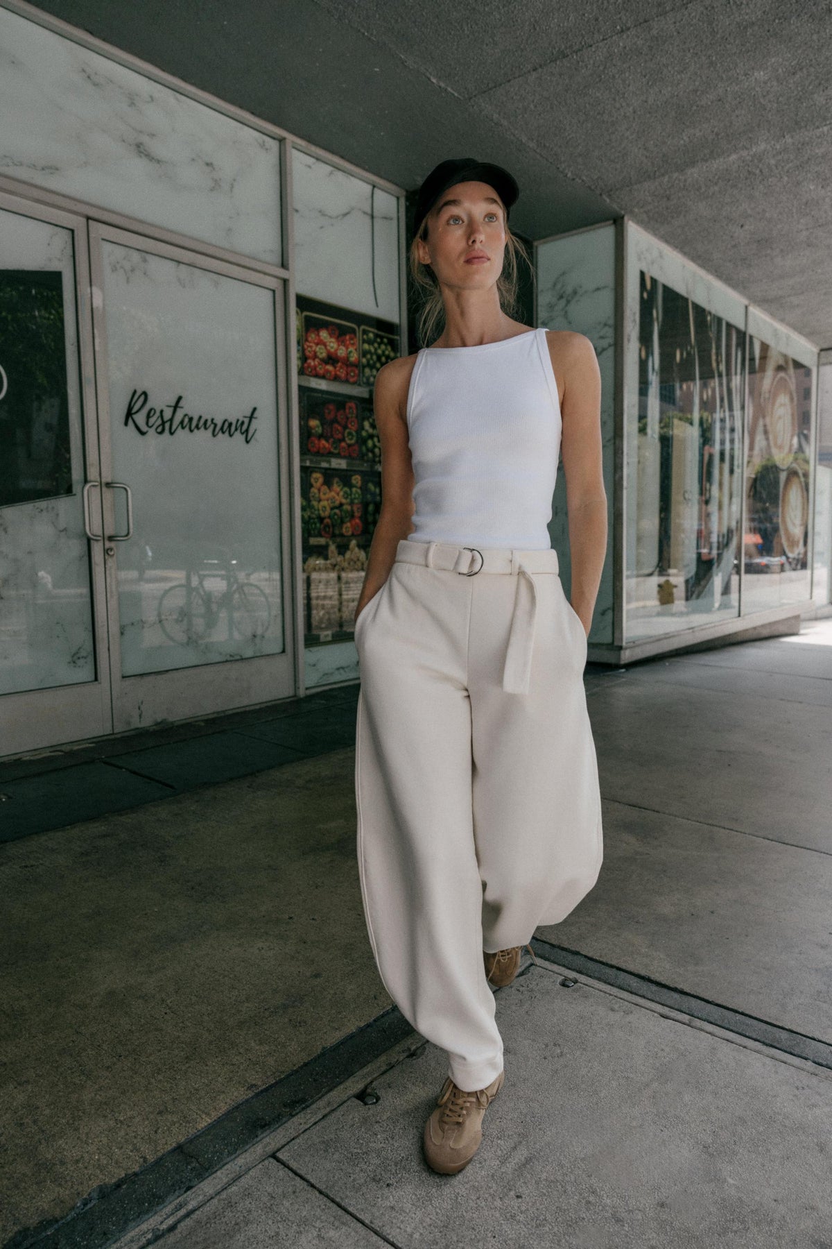 Belted Barrel Leg Trousers