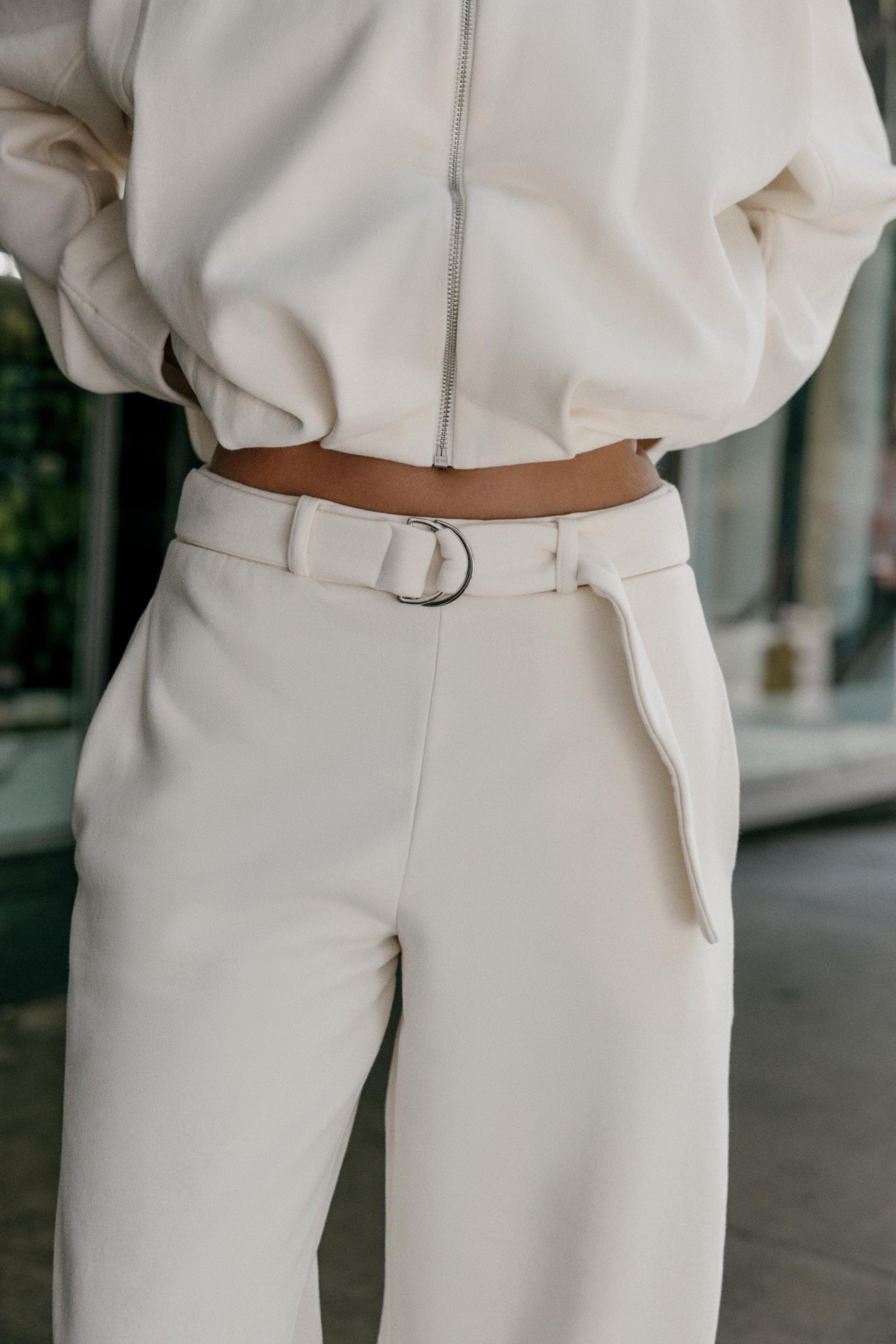 Belted Barrel Leg Trousers