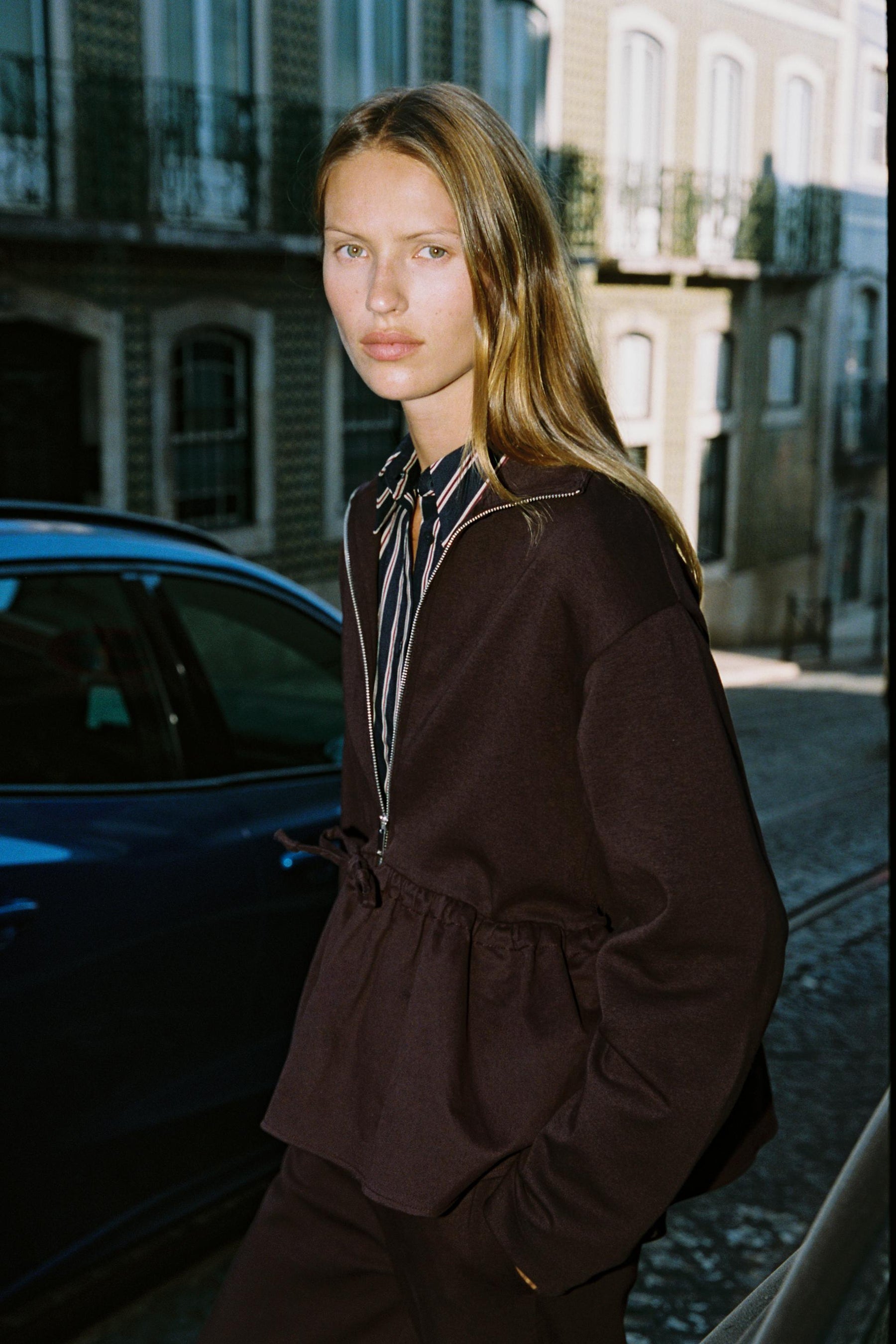 CONTRAST PEPLUM BOMBER JACKET - Image 3