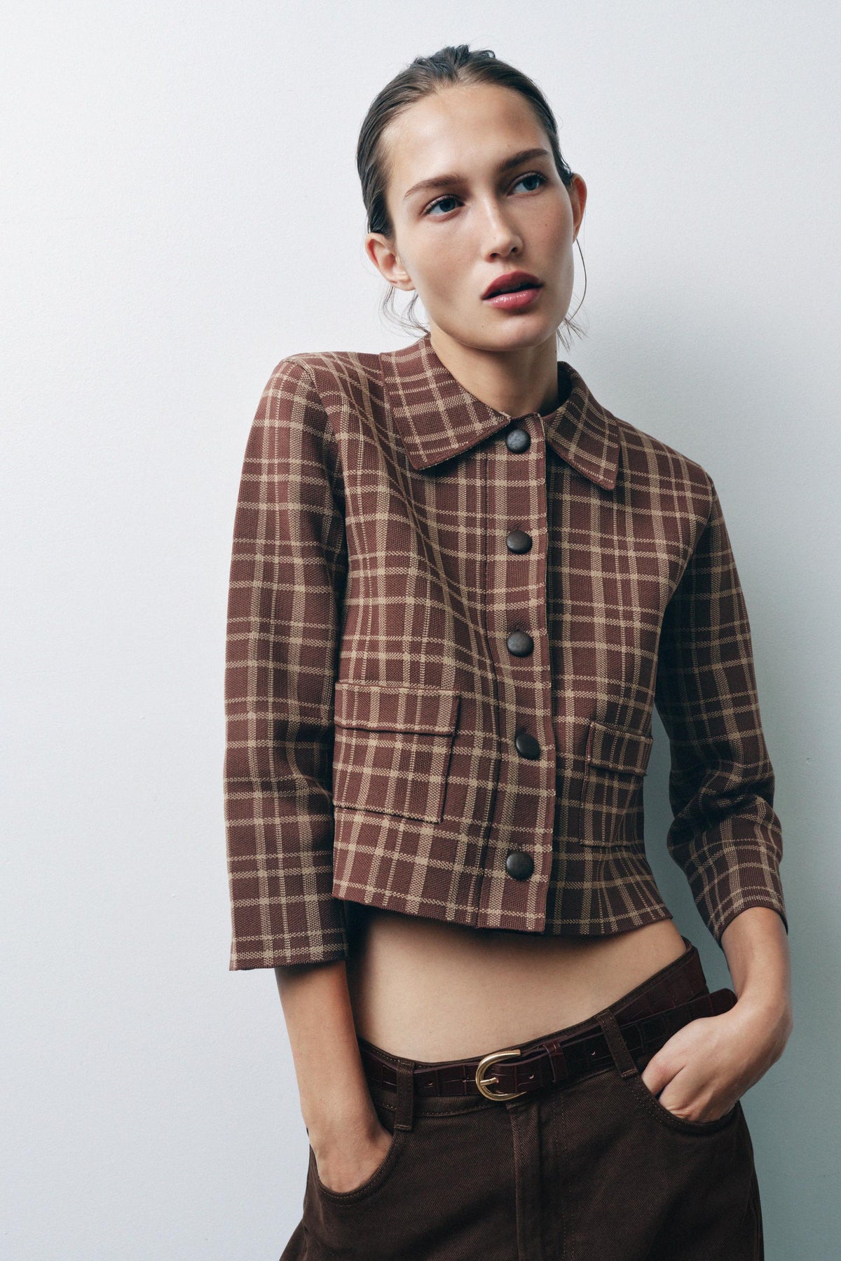 Checked Knit Cardigan