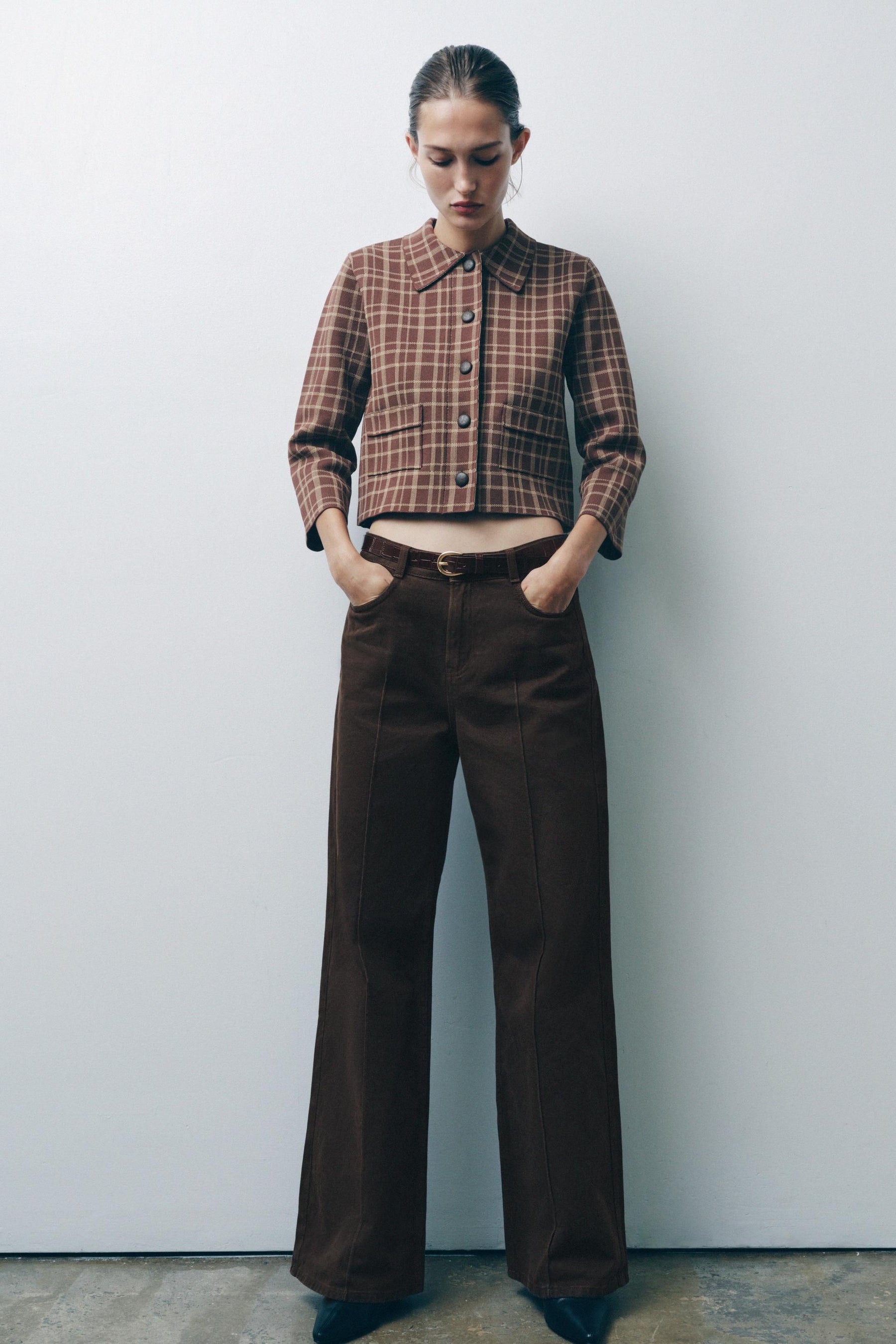 Checked Knit Cardigan