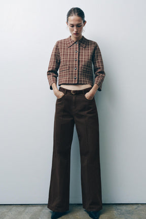 Checked Knit Cardigan