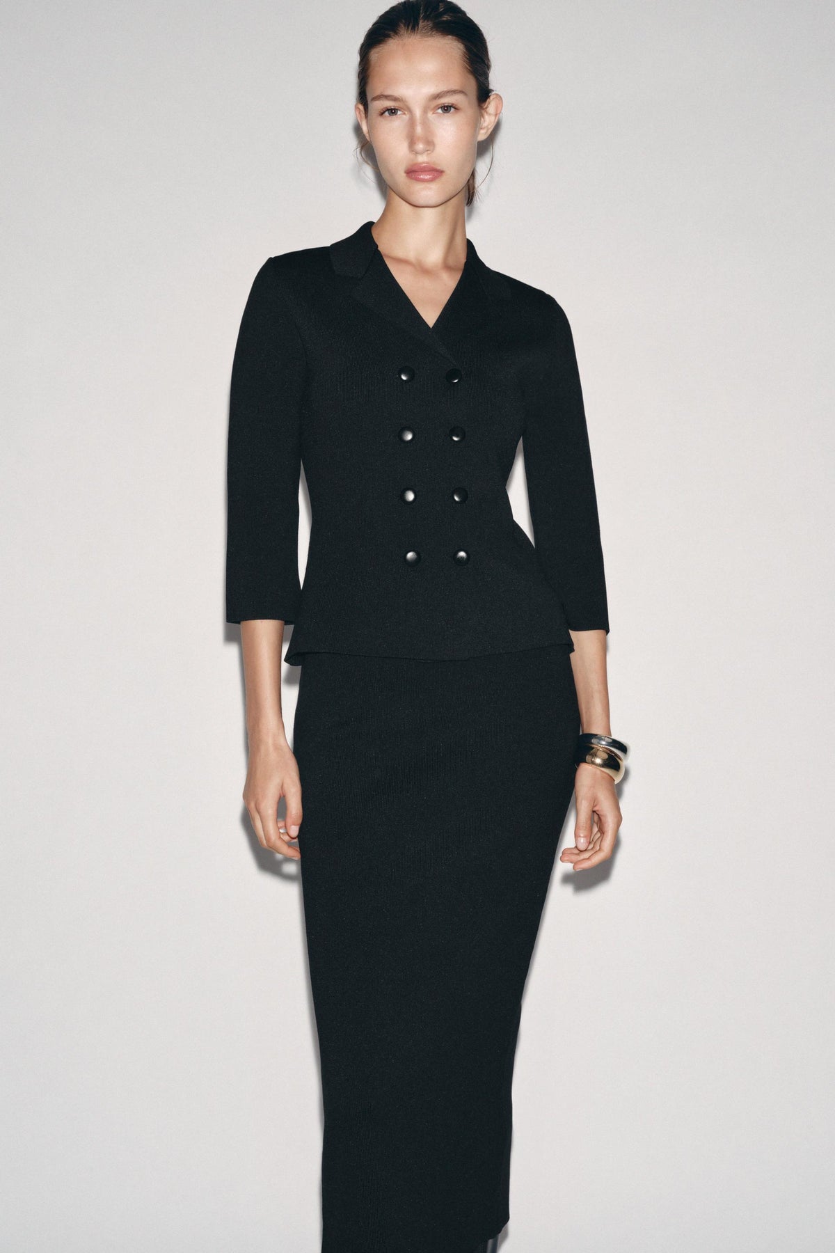 Knit Double-Breasted Blazer