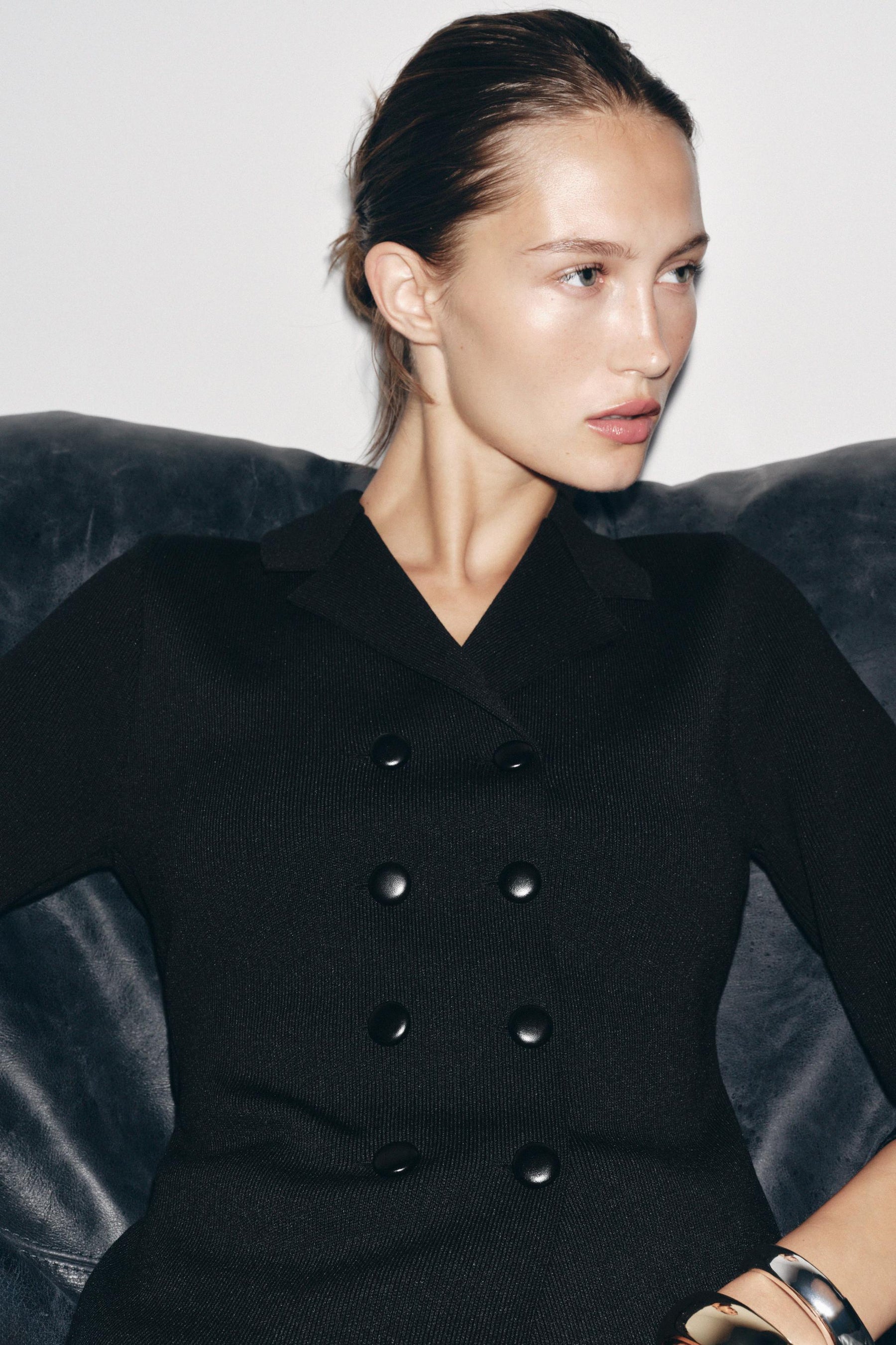 Knit Double-Breasted Blazer