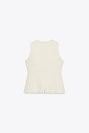 BUTTONED KNIT WAISTCOAT WITH COVERED BUTTONS - Image 5