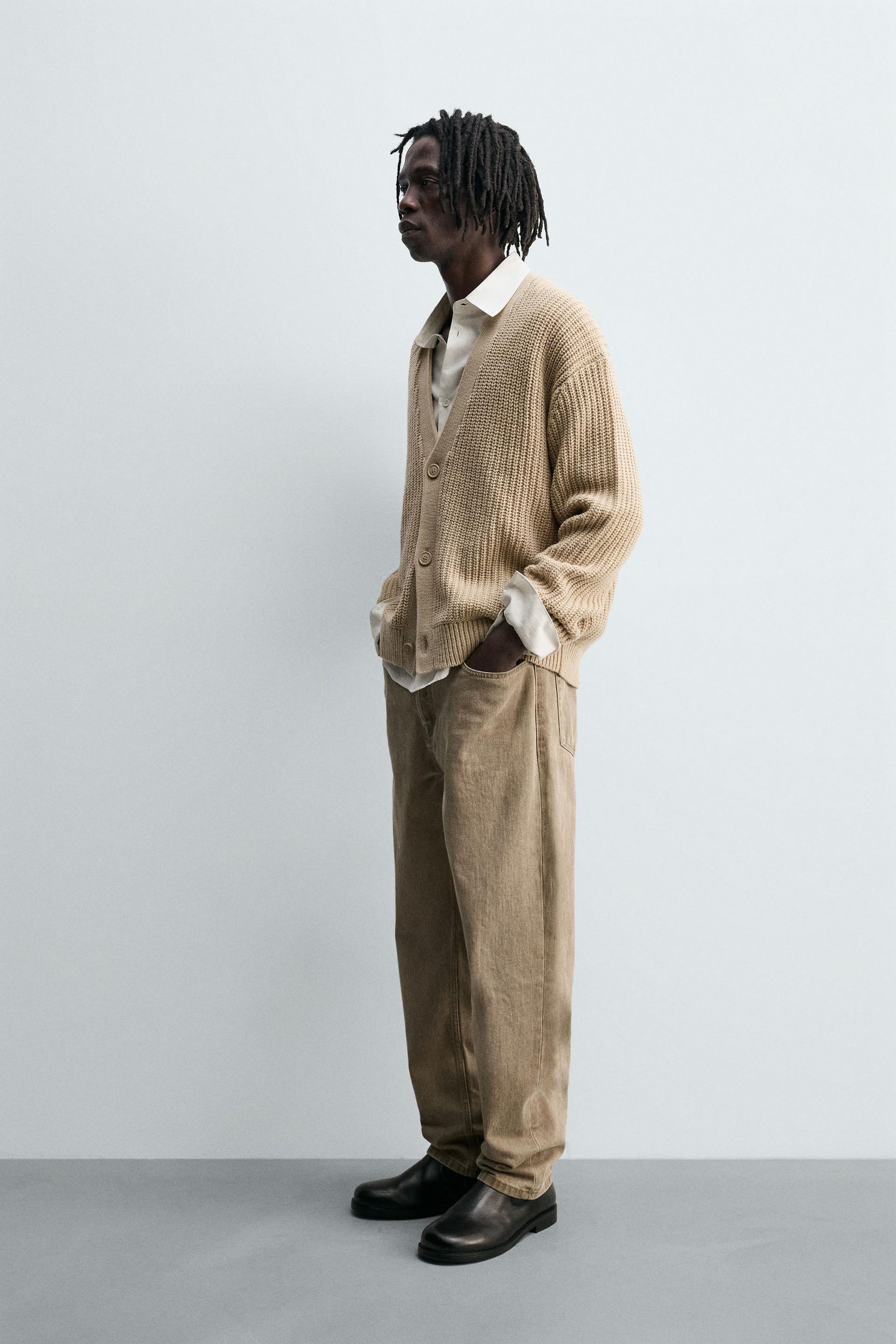 RIBBED TEXTURED CARDIGAN - Image 4