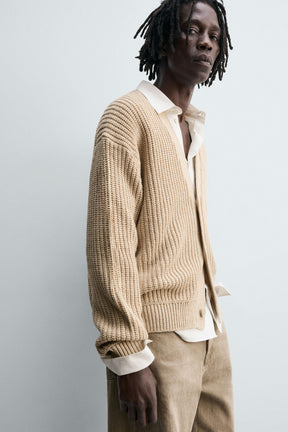 RIBBED TEXTURED CARDIGAN - Image 7