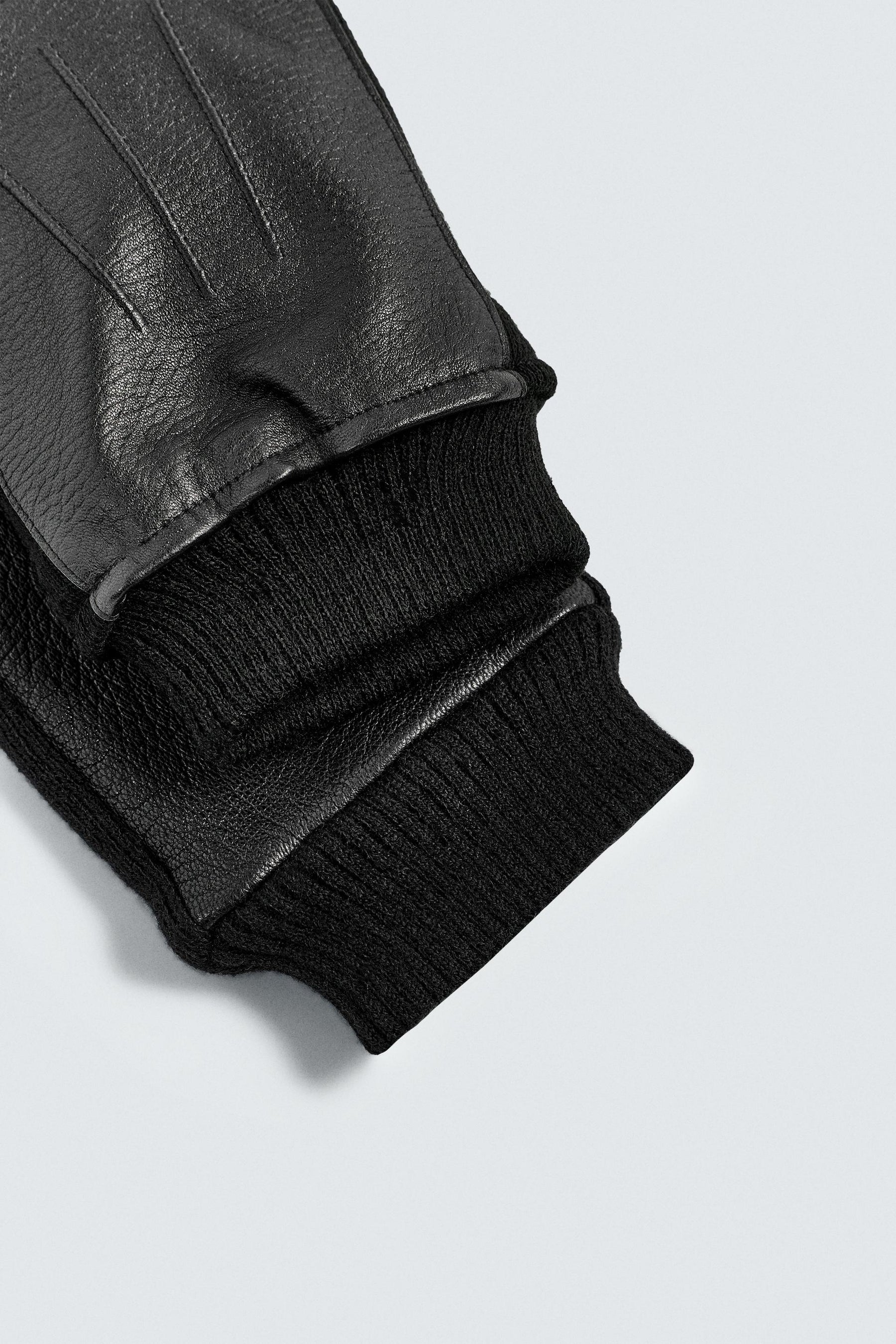 CONTRAST LEATHER GLOVES - Image 3