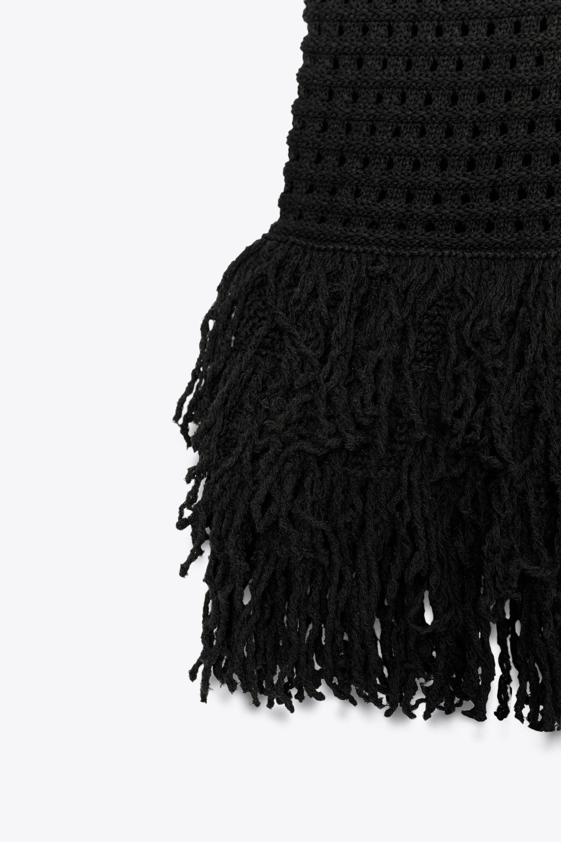 CHECK KNIT TOP WITH FRINGING - Image 5