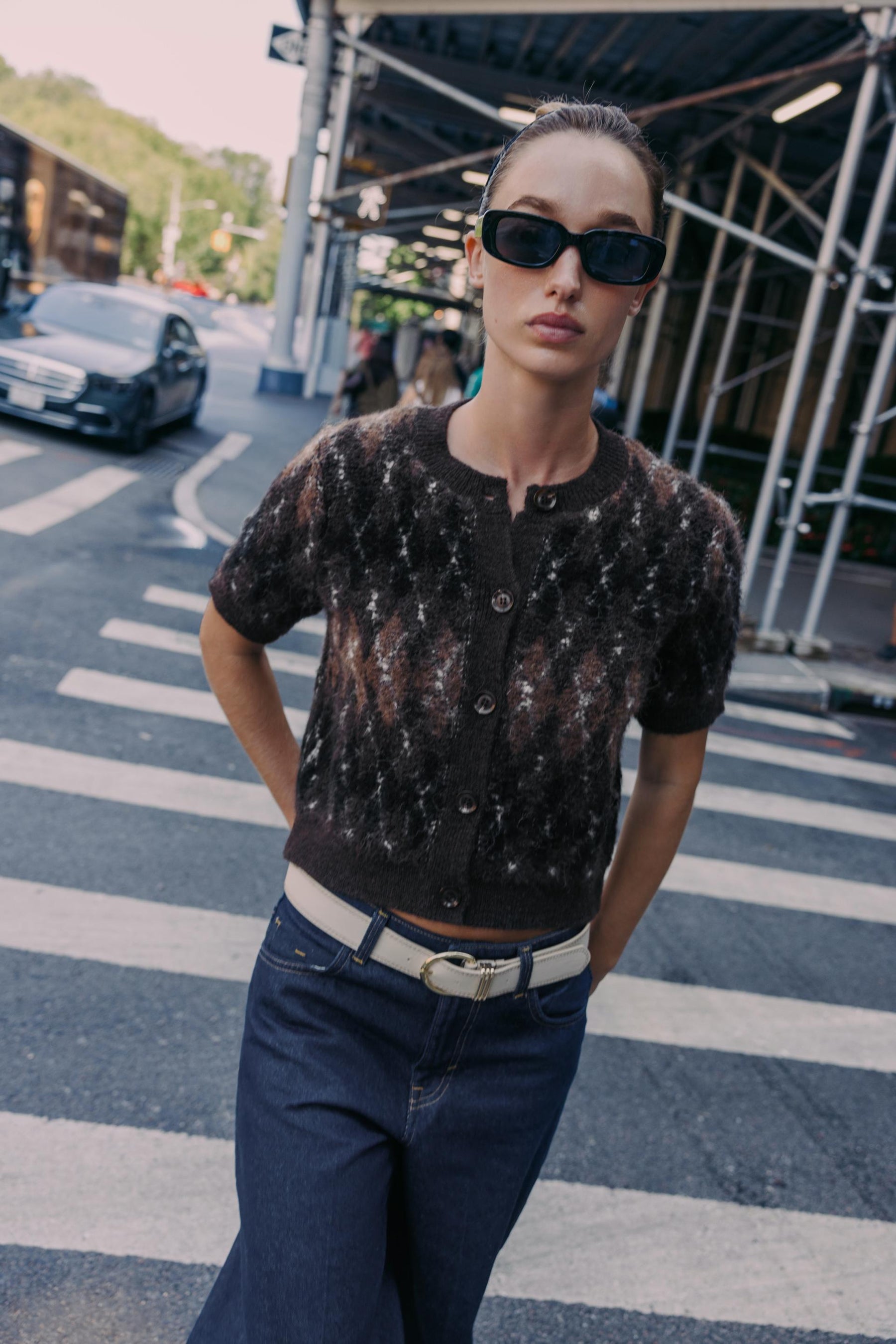 Short-Sleeve Knit Cardigan