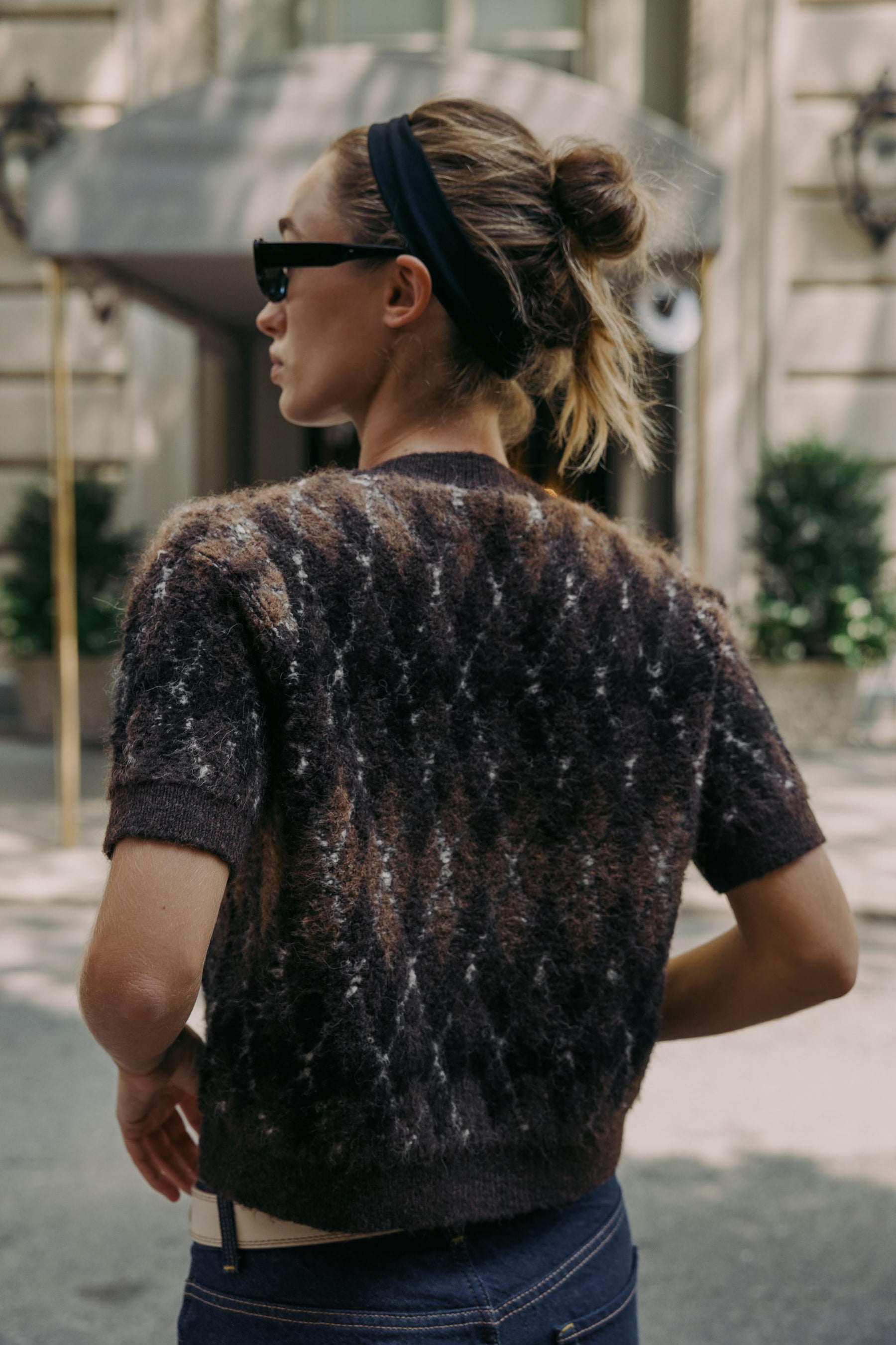 Short-Sleeve Knit Cardigan