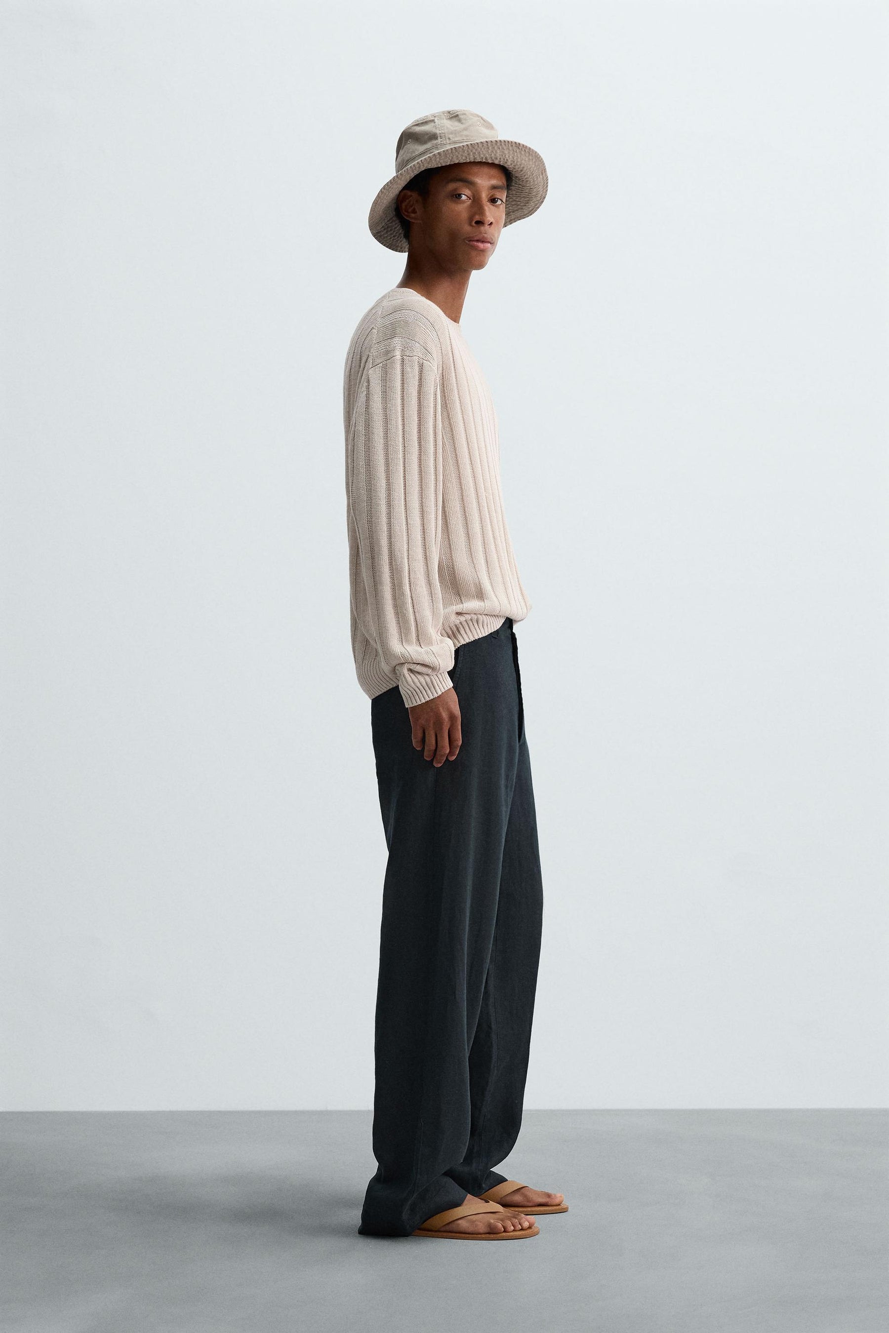 100% LINEN STRAIGHT-LEG TROUSERS - Image 4