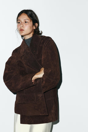 Oversized suede leather jacket