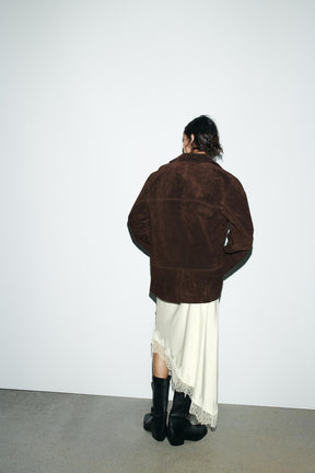 Oversized suede leather jacket
