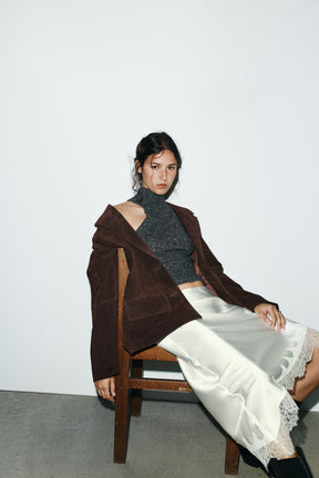 Oversized suede leather jacket