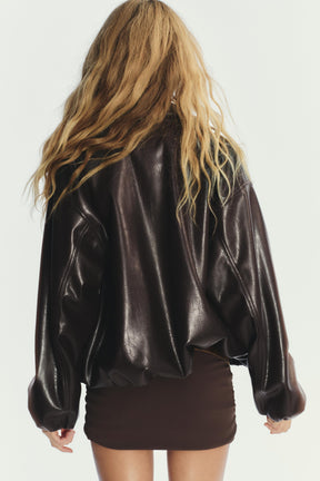 FAUX LEATHER BOMBER