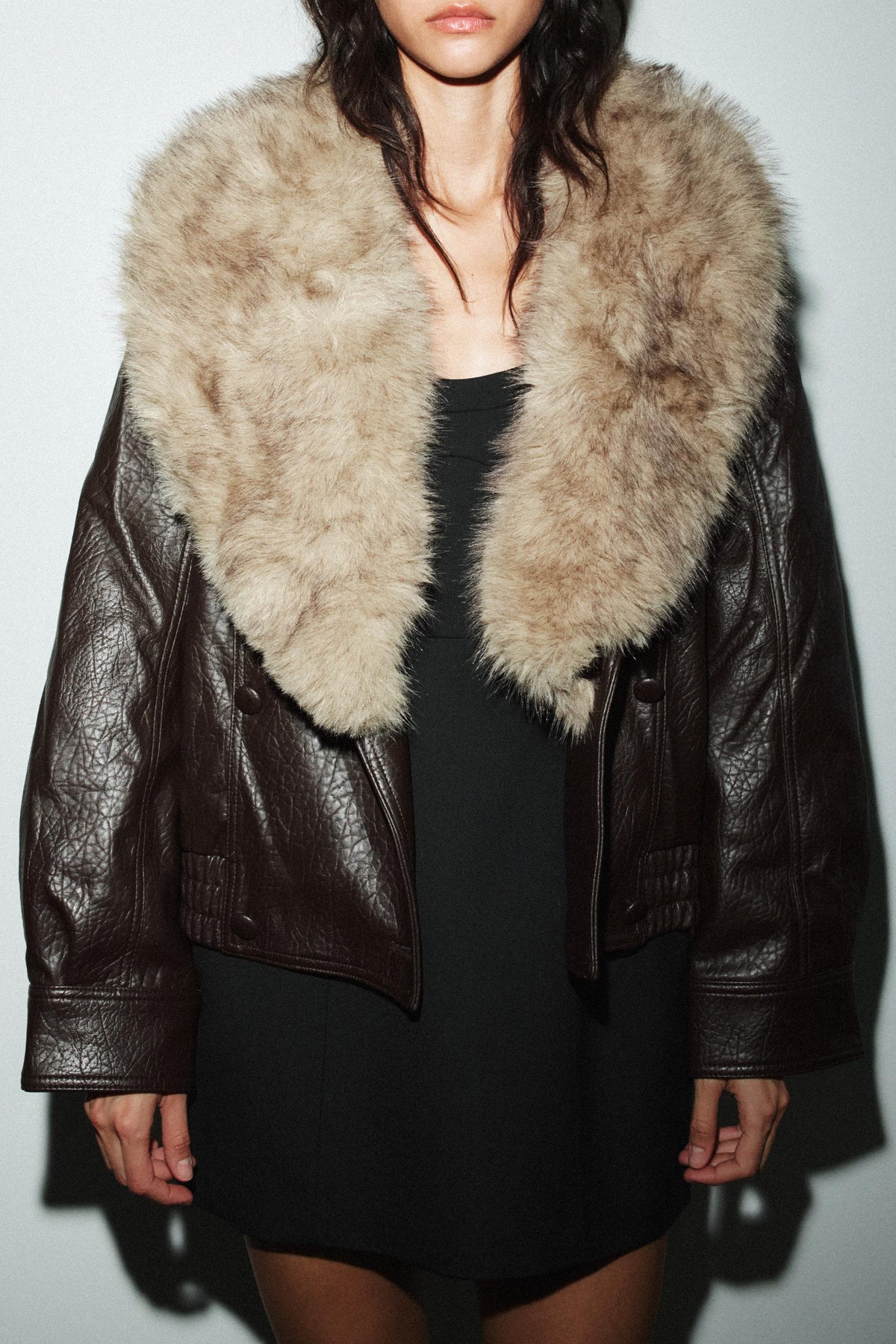 FAUX LEATHER JACKET WITH