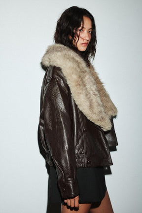 FAUX LEATHER JACKET WITH