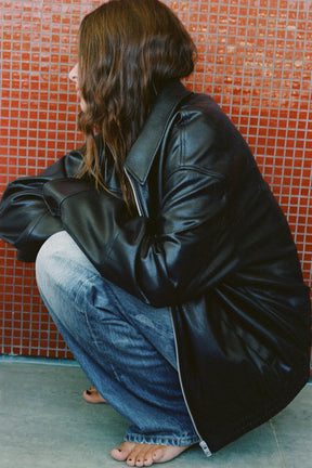 LEATHER EFFECT BOMBER