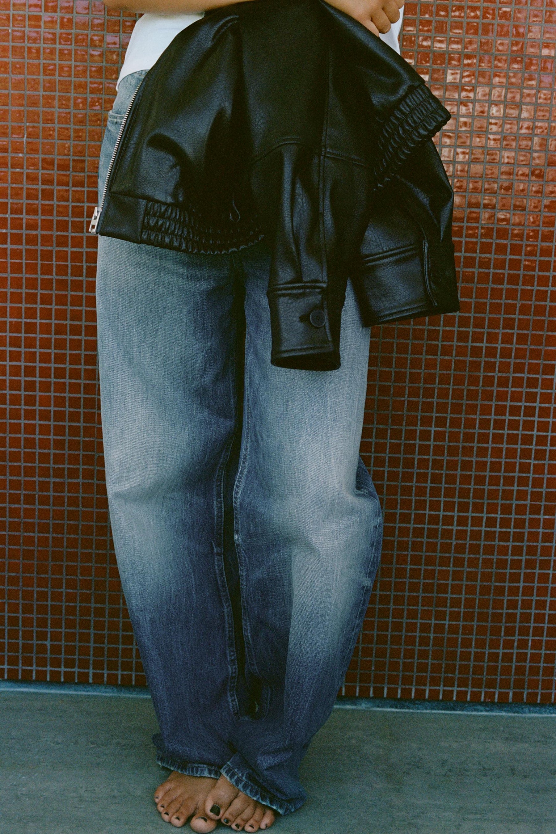 LEATHER EFFECT BOMBER