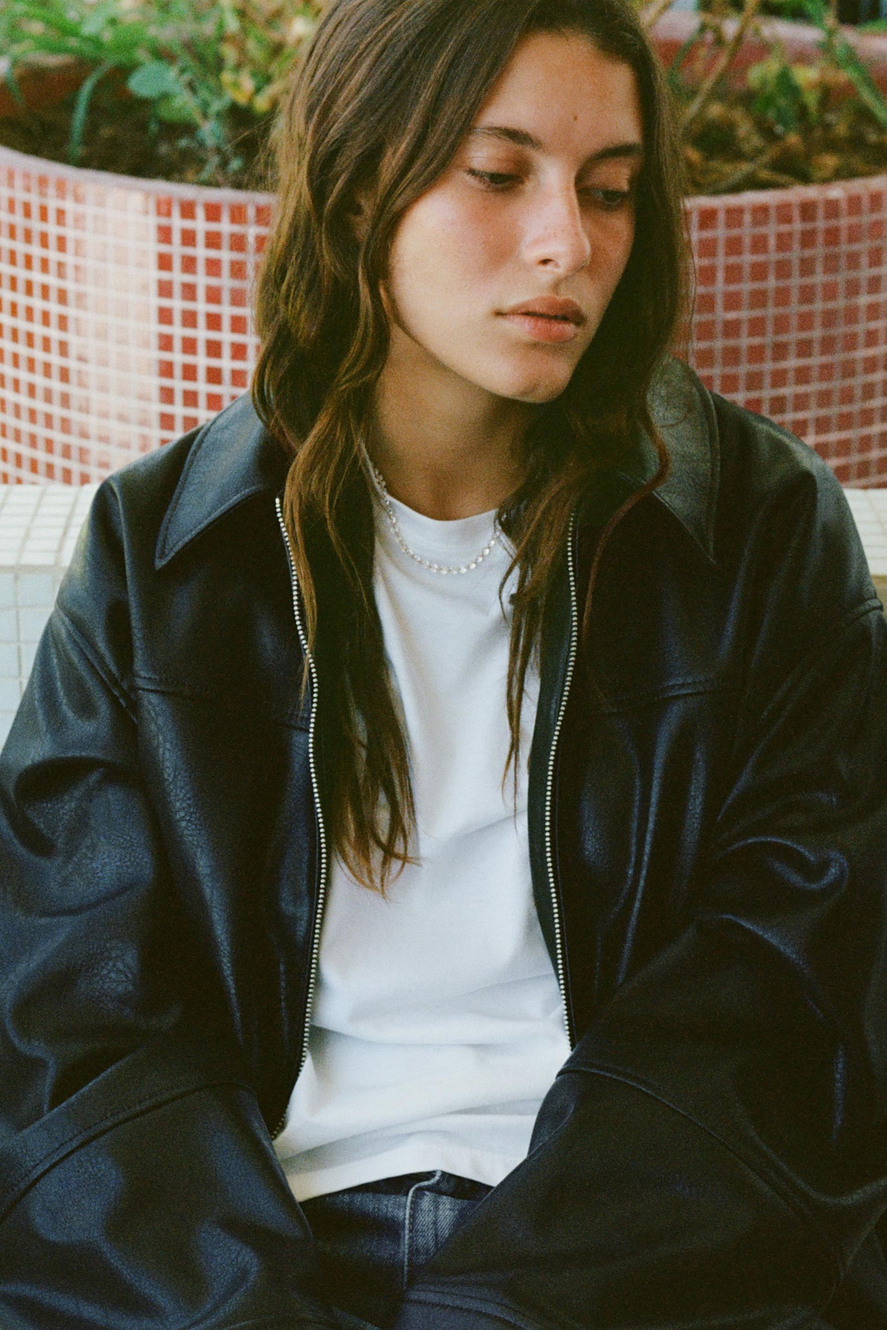 LEATHER EFFECT BOMBER