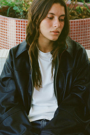 LEATHER EFFECT BOMBER