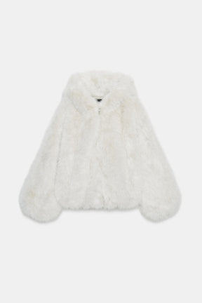 Faux fur hooded coat