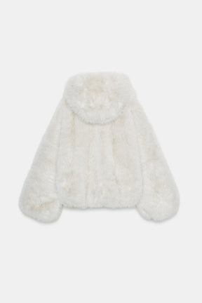 Faux fur hooded coat