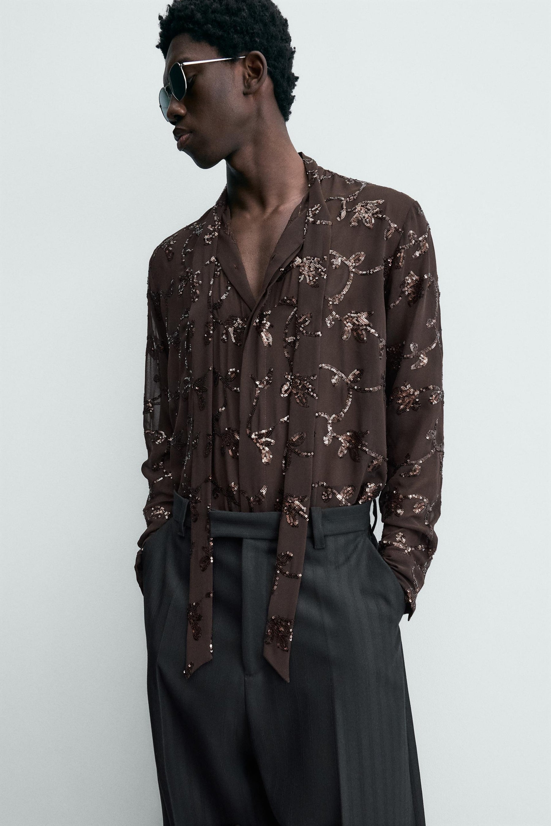 LIMITED EDITION SEQUINNED SEMI-SHEER SHIRT - Image 5