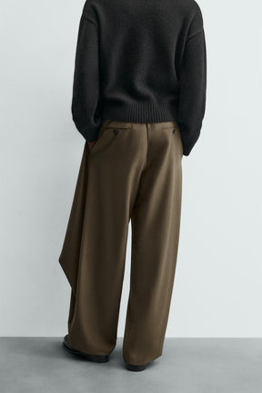 Draped Cross-Detail Trousers