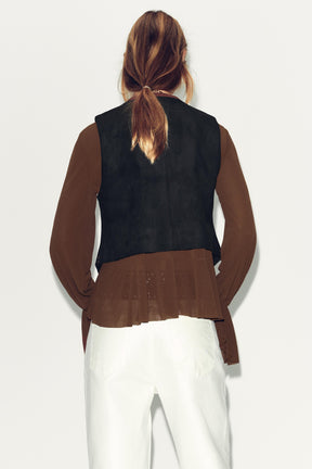 FAUX SUEDE WAISTCOAT WITH BEADED EMBROIDERY - Image 4