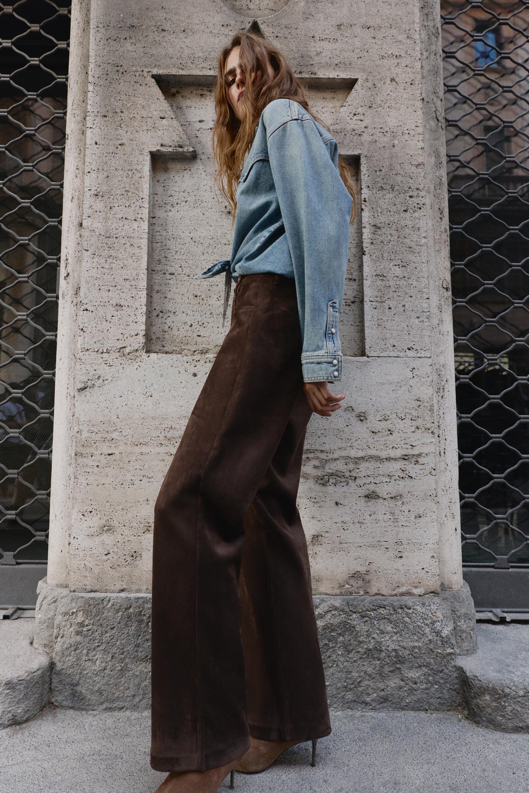 FAUX SUEDE TROUSERS