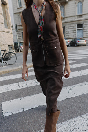FAUX SUEDE WAISTCOAT WITH POCKETS - Image 4