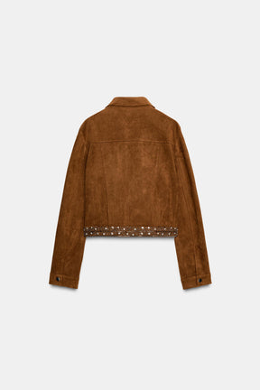 Studded Faux Suede Jacket