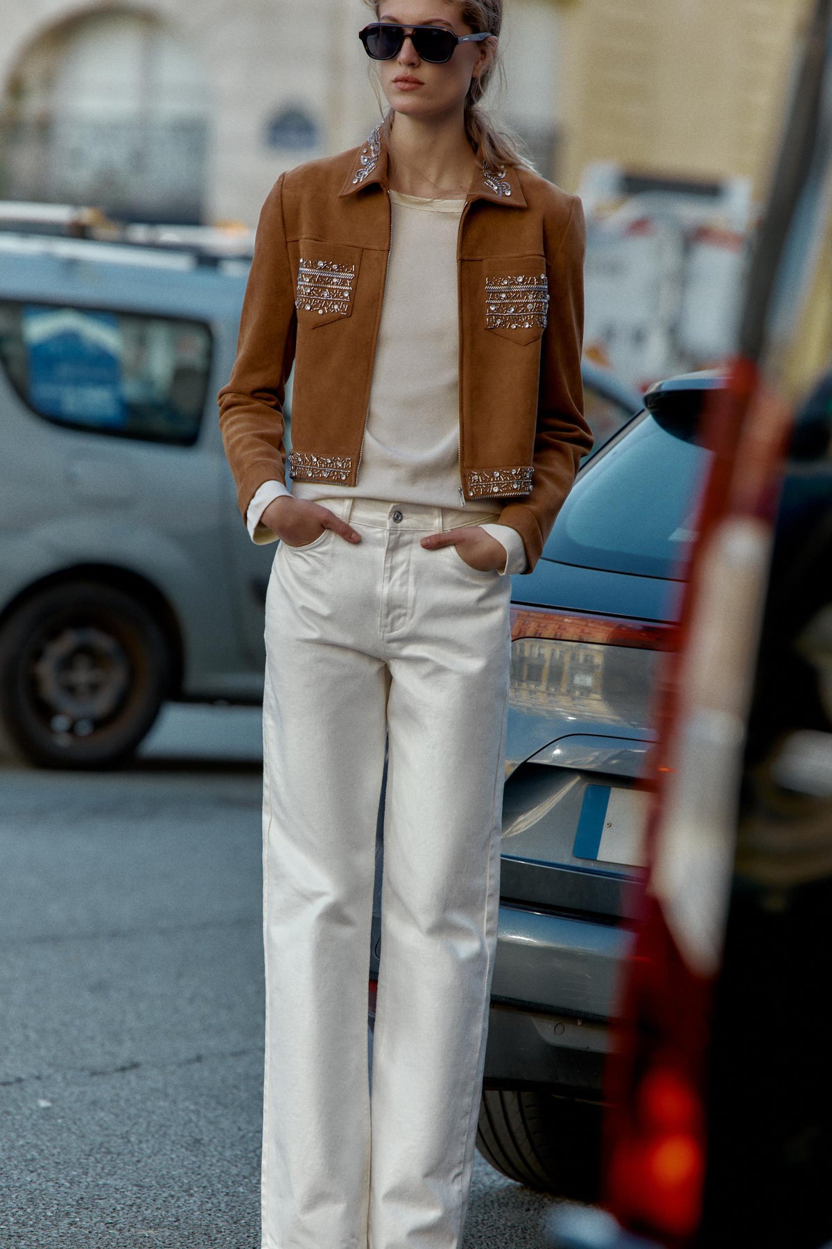 Studded Faux Suede Jacket