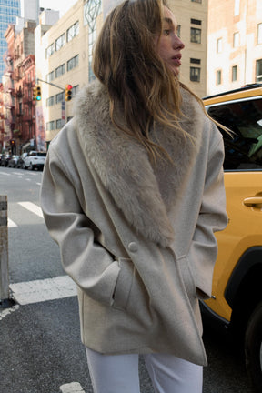 SOFT COAT WITH FAUX FUR COLLAR - Image 5