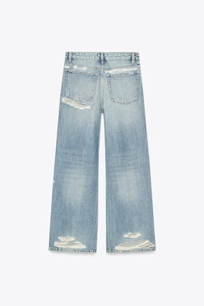 Ripped Mid-Waist Boyfriend Jeans