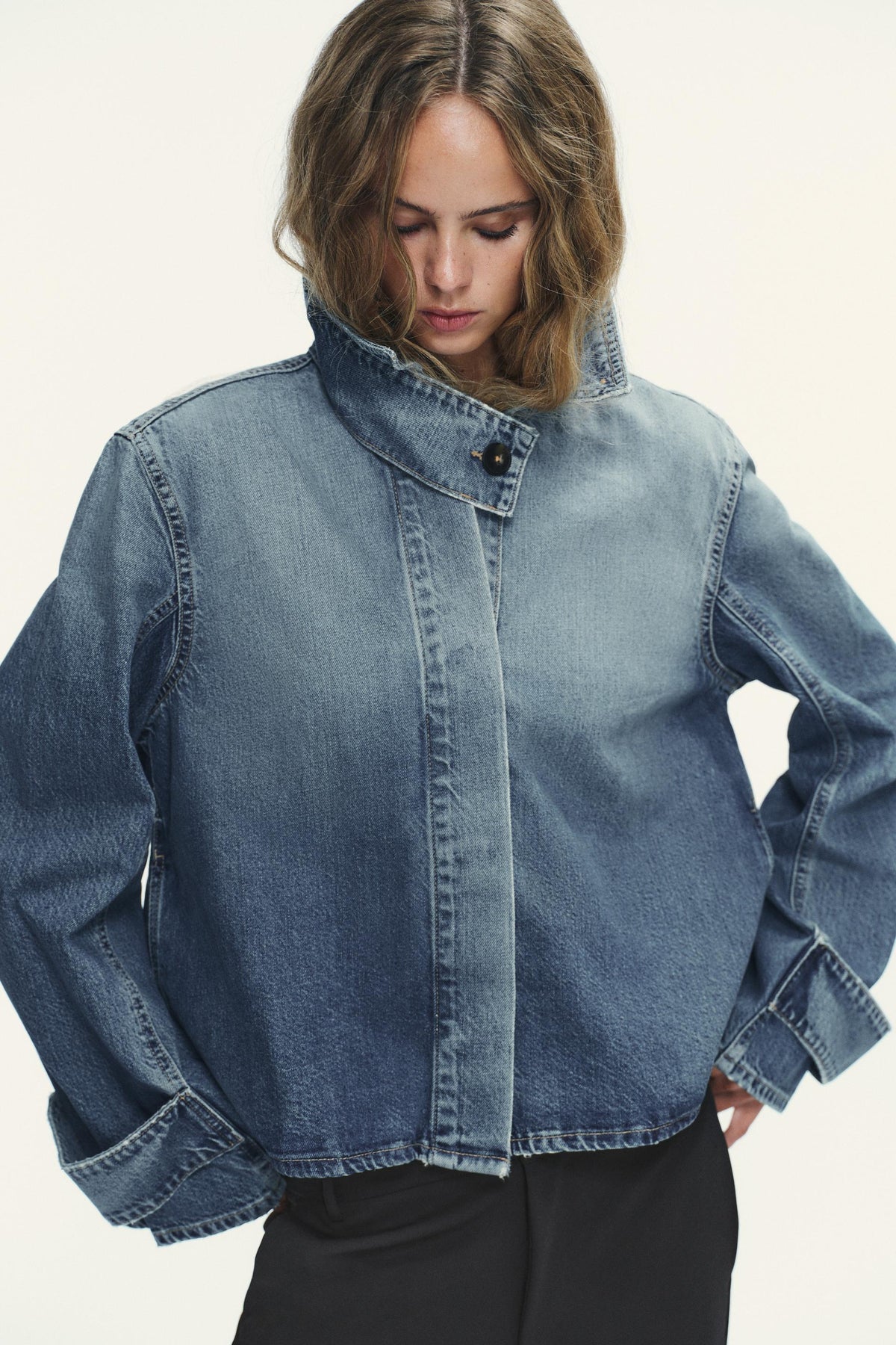 High Neck Denim Jacket