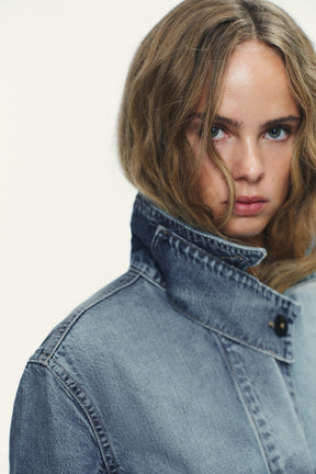High Neck Denim Jacket