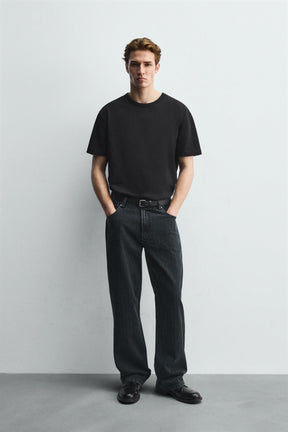 TEXTURED STRIPE JEANS - Image 1