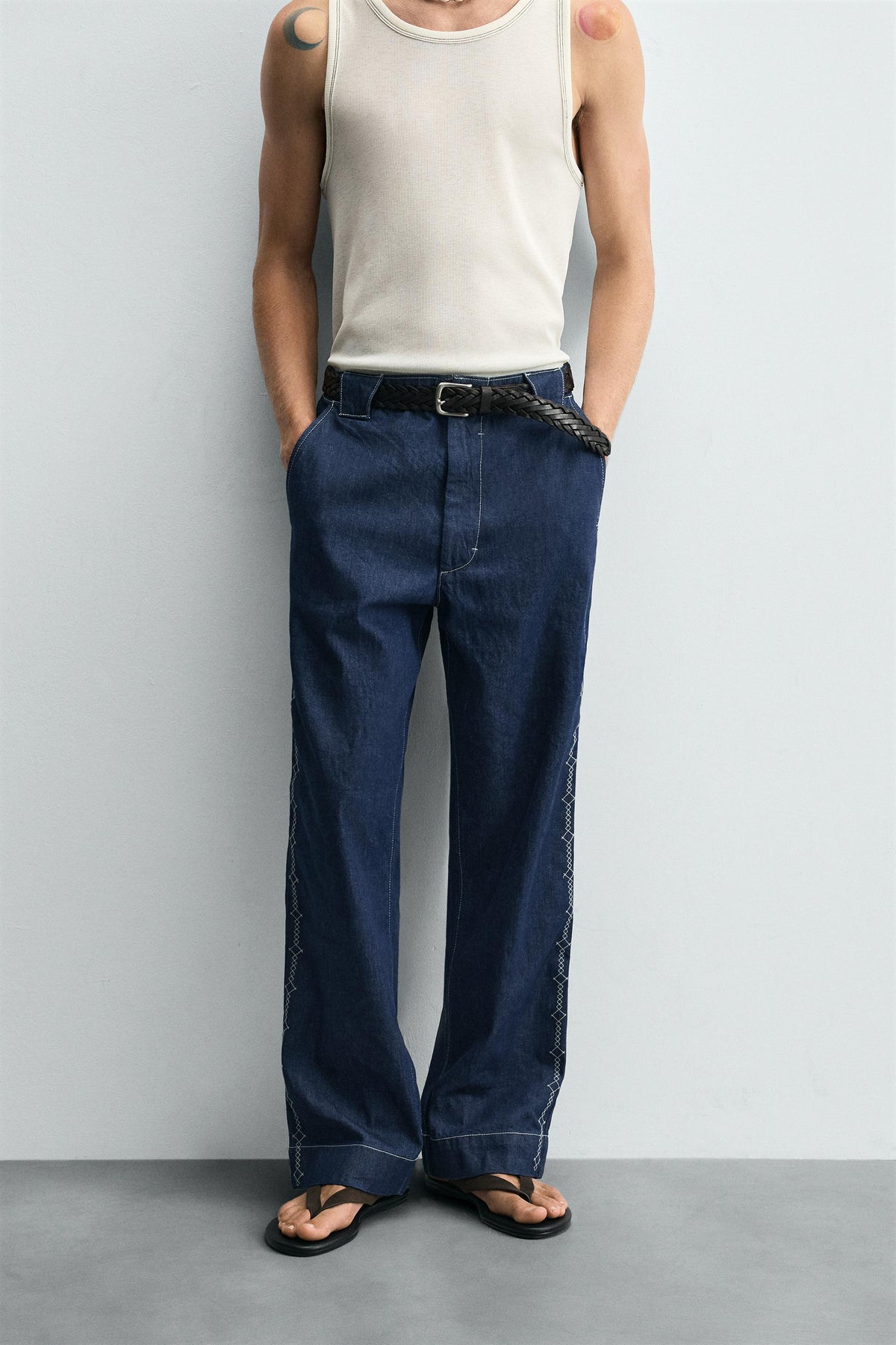 EMBROIDERED STRIPE JEANS - Image 2