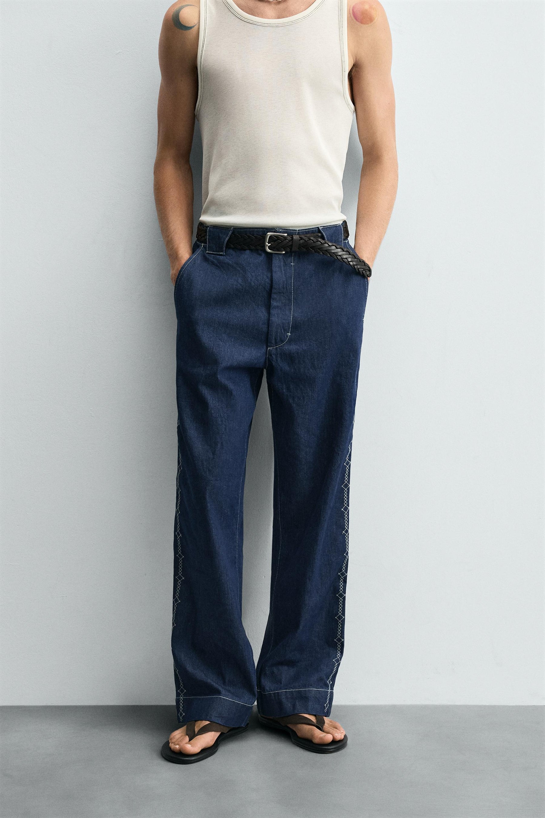 EMBROIDERED STRIPE JEANS - Image 2