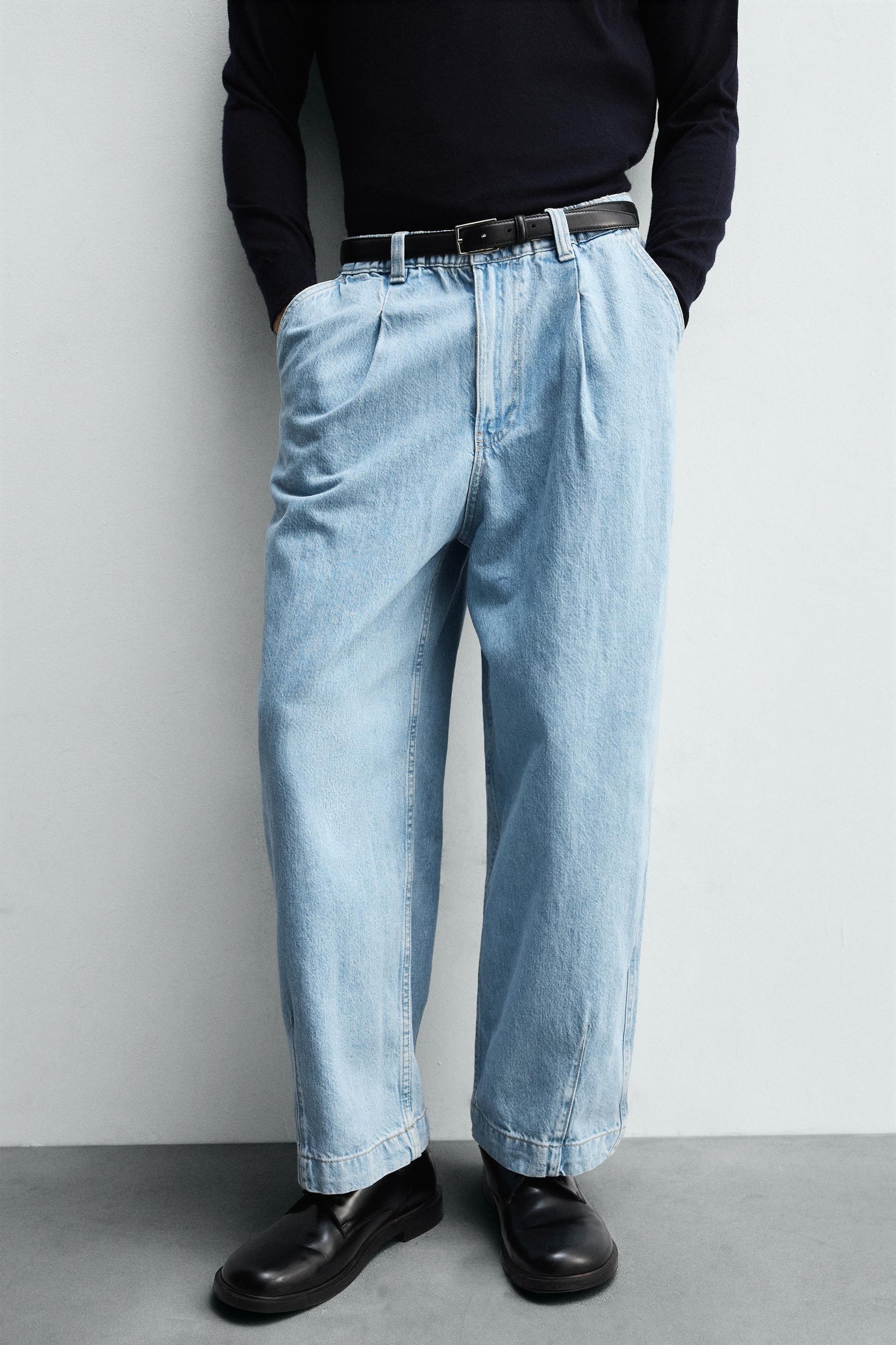 WIDE-LEG PLEATED DENIM CHINO TROUSERS - Image 5