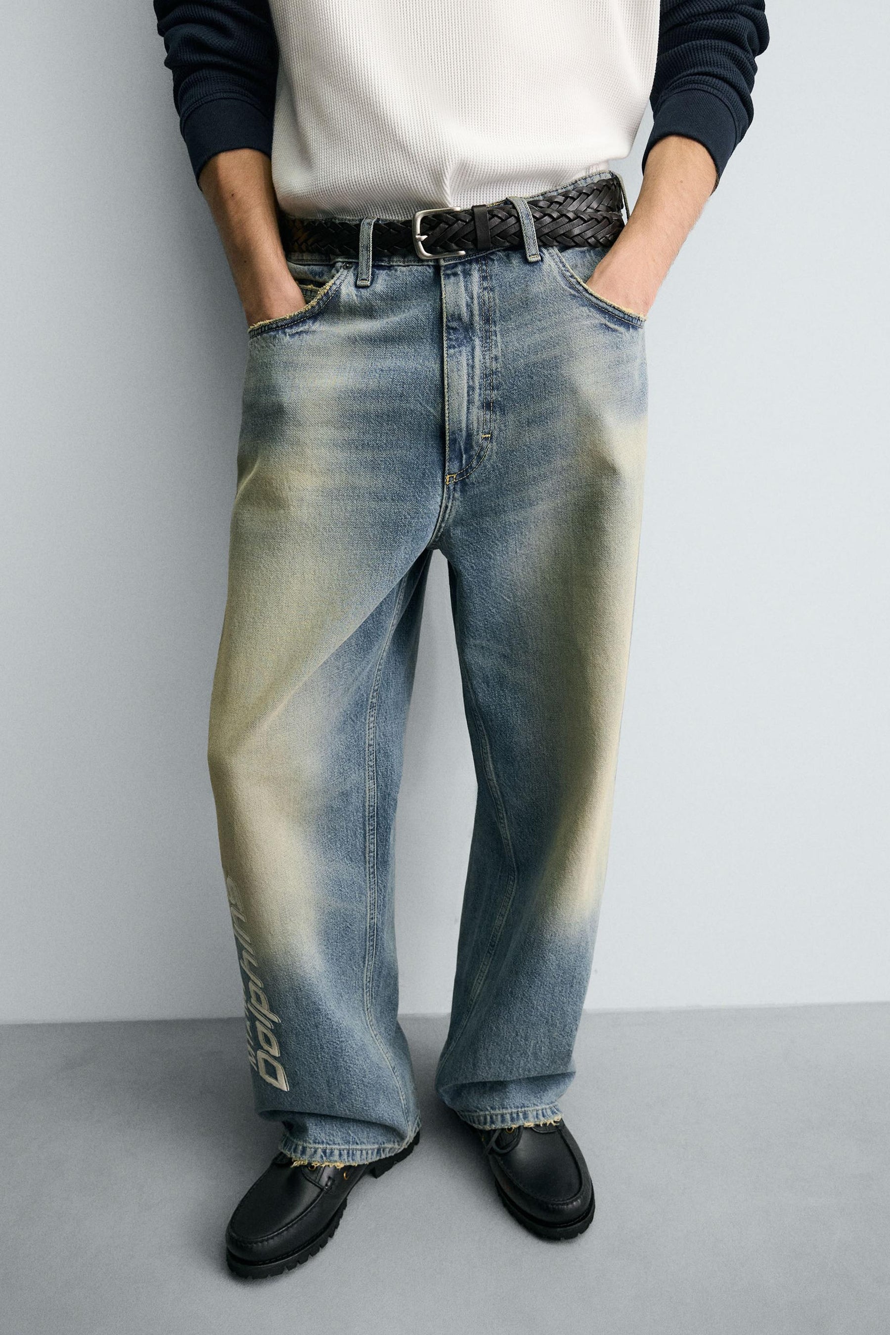 RELAXED FIT EMBROIDERED NFL MIAMI DOLPHINS JEANS - Image 5